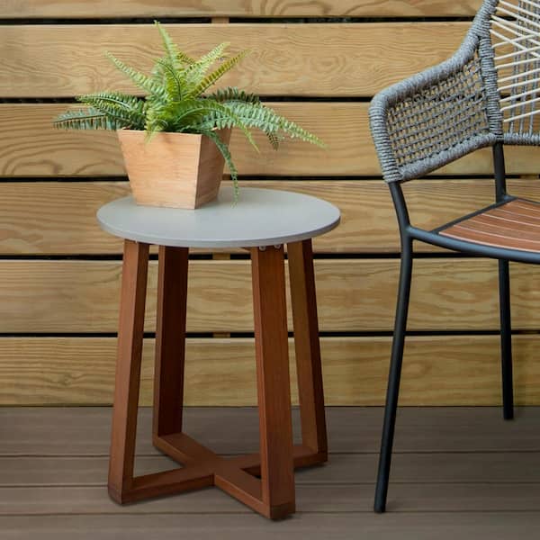 Teamson Home Eucalyptus Solid Wood Patio Side Table
