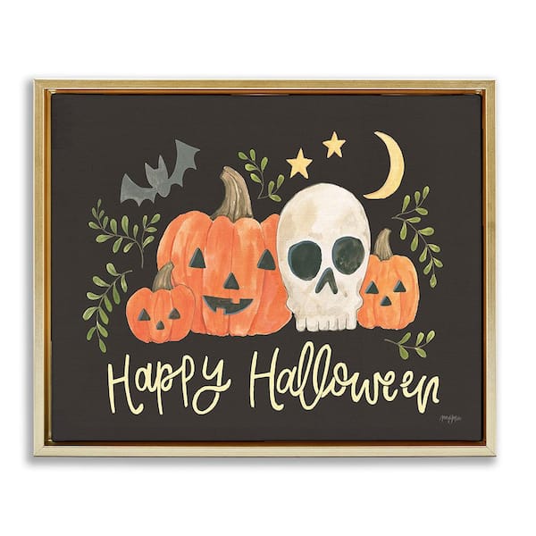 Whimsical Happy Halloween by Jenaya Jackson 1 Piece Floater Frame Graphic Print Typography Art Print 31 in. x 25 in.