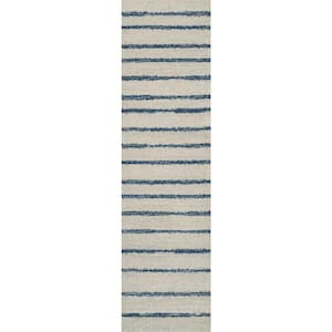 Williamsburg Minimalist Stripe Cream/Navy 2 ft. x 8 ft. Runner Rug