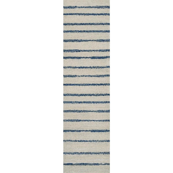Williamsburg Minimalist Stripe Cream/Navy 2 ft. x 8 ft. Runner Rug