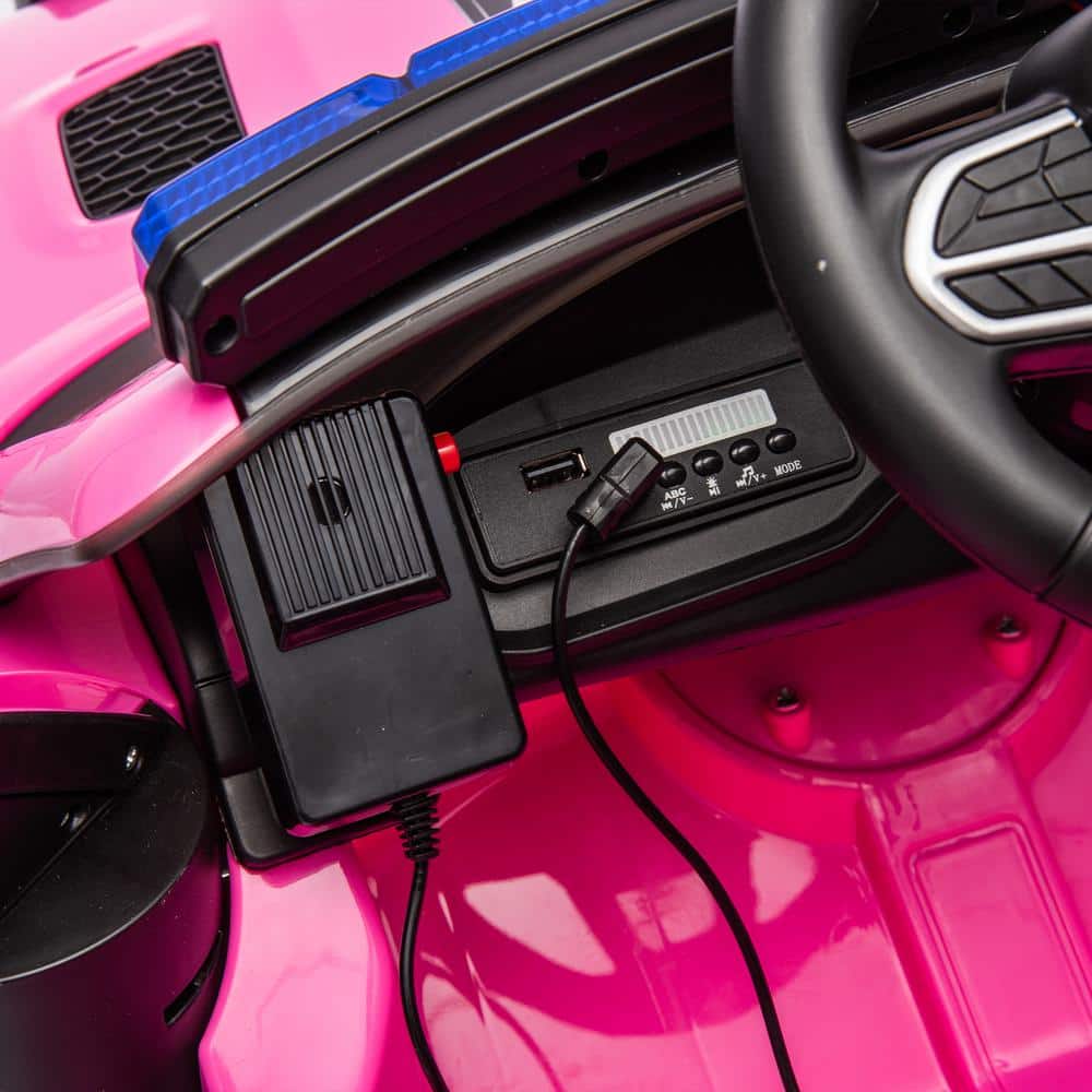Pink 12V Dodge Kids Ride-On Police Car with Remote Control