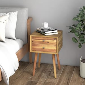 2-Drawer Brown Nightstand 23.5 in. x 16 in. x 16 in.