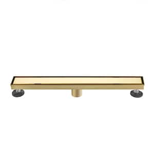 28 in. Linear Stainless Steel Shower Drain with Tile Insert and Zirconium Gold Plating