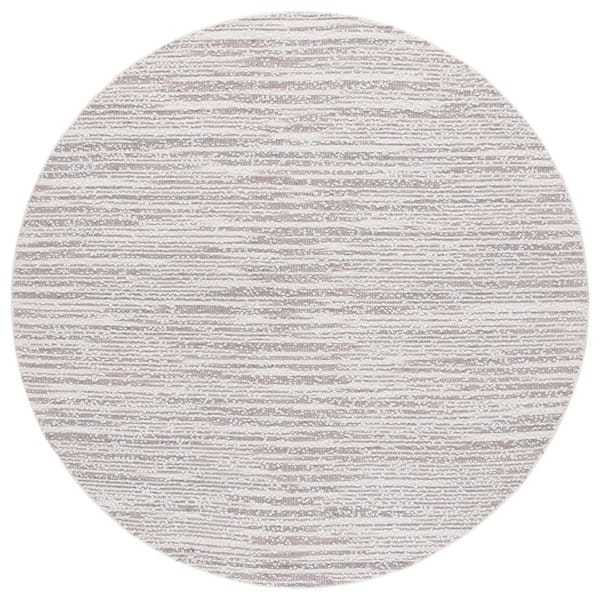 Renewal 6 ft. x 6 ft. Gray/Ivory Abstract Striped Round Area Rug