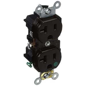 20 Amp Hospital Grade Extra Heavy Duty Self Grounding Duplex Outlet, Brown