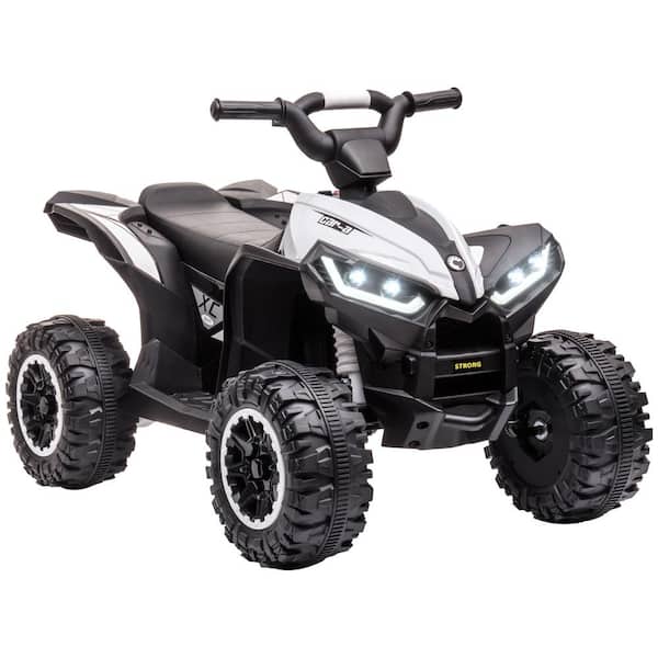 12V Kids ATV Quad Car with Forward and Backward Function, 4 Wheeler for Kids with Wear-Resistant Wheels, White