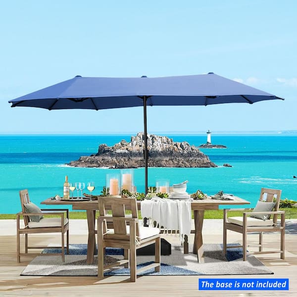 SUNRINX 13 ft. Market Double-Sided Rectangular Patio Umbrella in Blue without Weights
