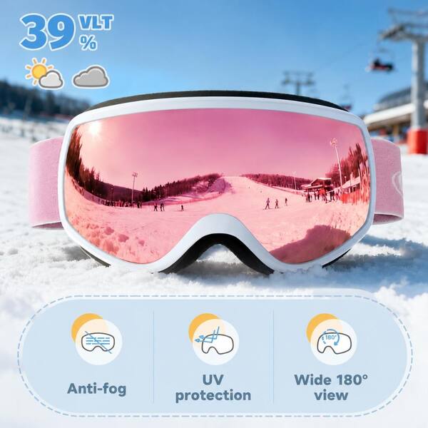 6.69 in. Kids Ski Goggles with Anti-Fog UV400 Lens, TPU Frame and