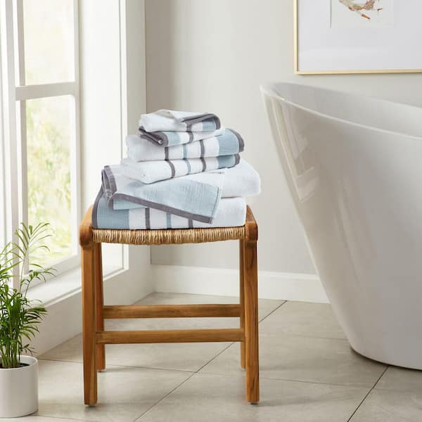 FRESHFOLDS Eucalyptus / Grey Premium Cotton 6-Pack Decorative Towel Set