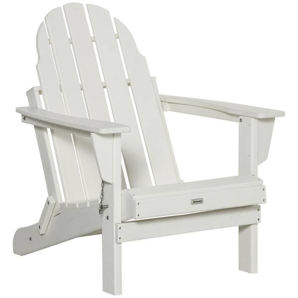 Otryad White Folding Adirondack Chair, Faux Wood Patio and Fire Pit Chair, Weather Resistant HDPE for Deck, Outside Garden