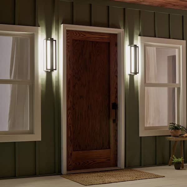 KICHLER Sedo 18.25 in. 1-Light Satin Black Outdoor Hardwired Wall