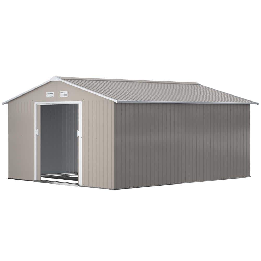 13 ft. W x 12 ft. D Outdoor Garden Metal Storage Shed with Double Locking Doors for Bike, Yard, Tools, Light Gray price history on PriceWatchPro