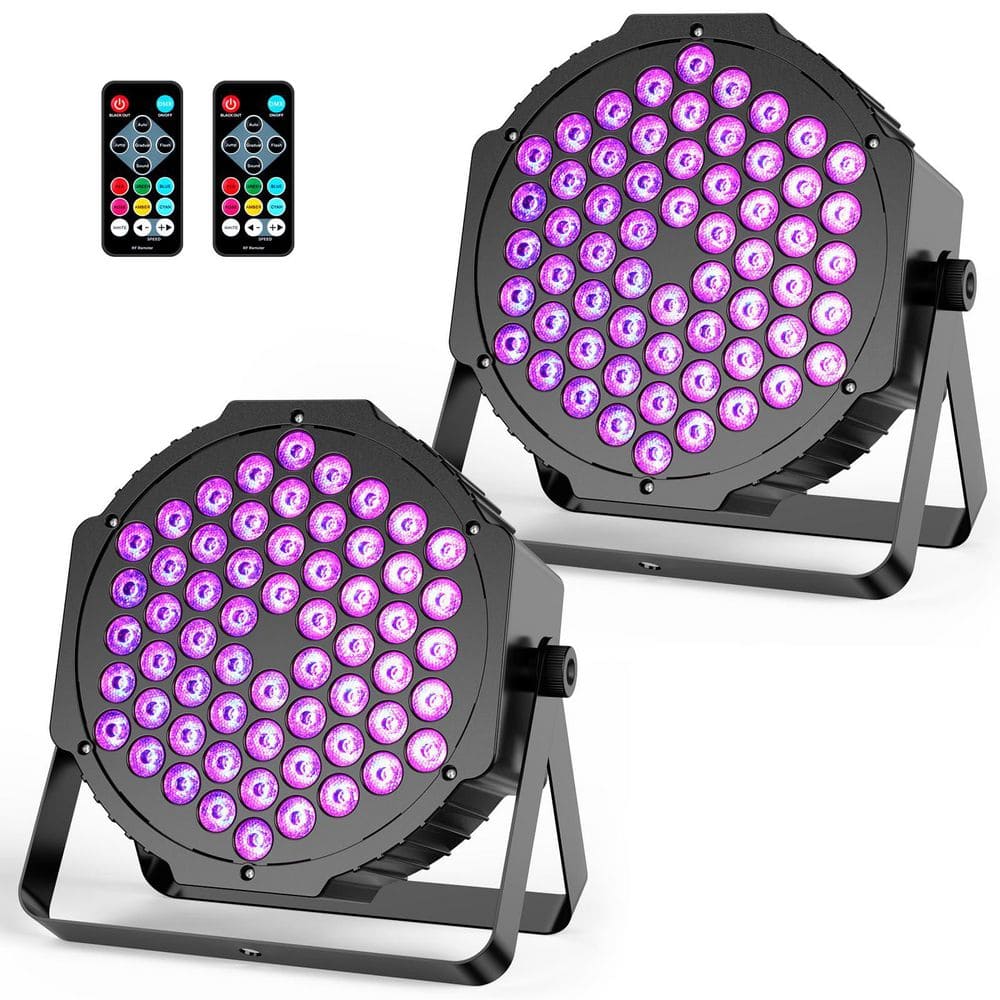 BeamBox 90-Watt 4500 Lumens RGB Integrated LED Stage PAR Can Light with Remote, DMX and Music Sync for Events (2-Pack)