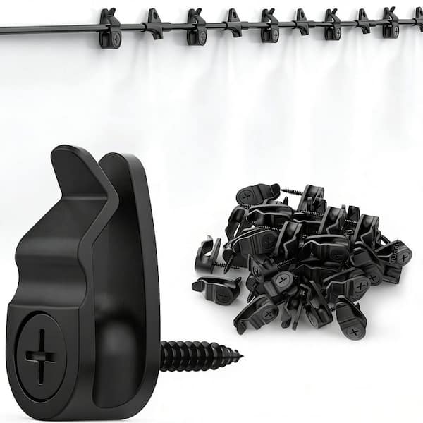 Outdoor Christmas String Light Clips-50 Pack Weatherproof Black Hooks for Fairy Lights and Holiday Decor