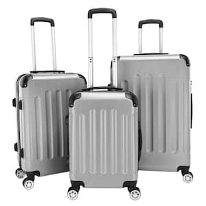 Nested Hardside Luggage Set in Shiny Silver, 3-Piece - TSA Compliant