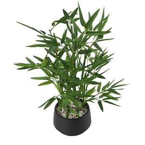 19 in. H Artificial Bamboo Plant with Black Plastic Pot