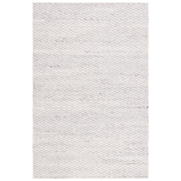 Natura 3 ft. x 5 ft. Silver Zig-Zag Solid Distressed Area Rug