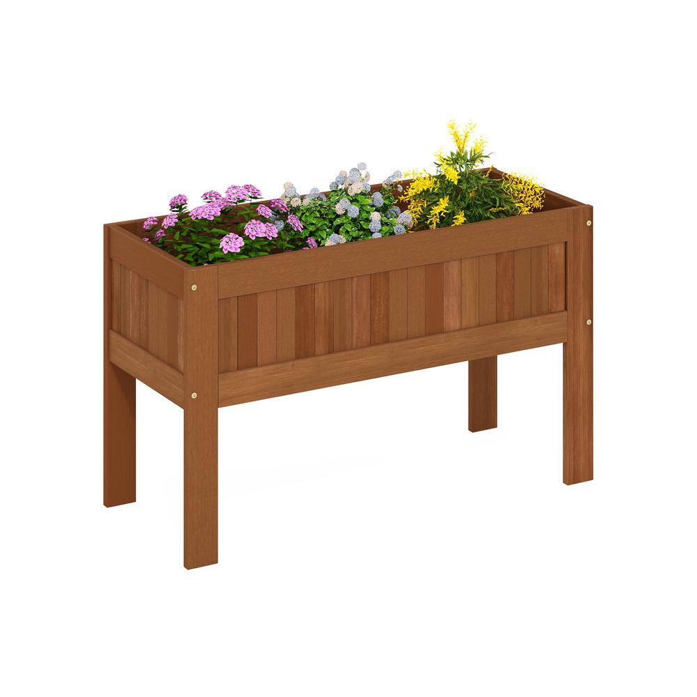 Natural Wood Outdoor Raised Garden Bed Planter Box with Legs