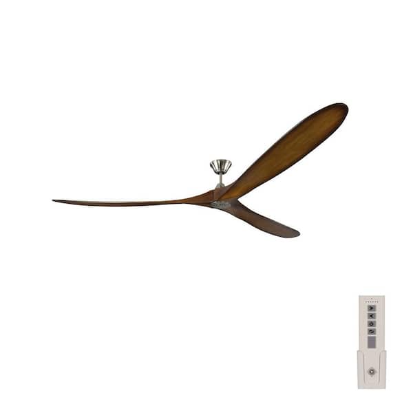 Generation Lighting Maverick Grand 99 in. Modern Indoor/Outdoor Brushed Steel Ceiling Fan with Koa Balsa Wood Blades and Remote Control