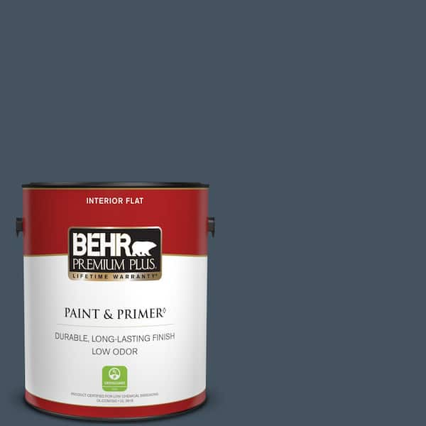 BEHR PREMIUM PLUS 1 gal. #ECC-30-3 Night Tide Flat Low Odor Interior Paint & Primer