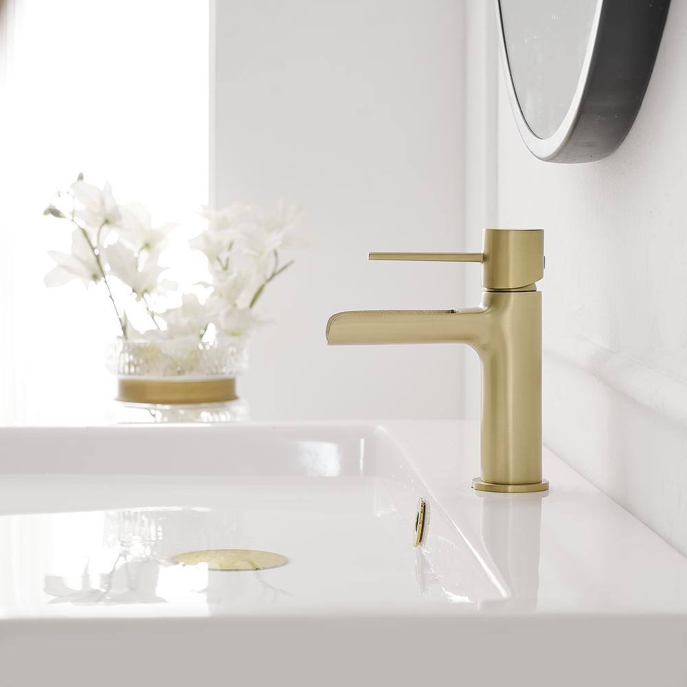 BWE Waterfall Single Handle Single Hole Bathroom Faucet Bathroom Drip-Free Lavatory RV Sink Faucet