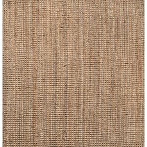 Natural 5 ft. Square Pata Hand Woven Chunky Jute Area Rug