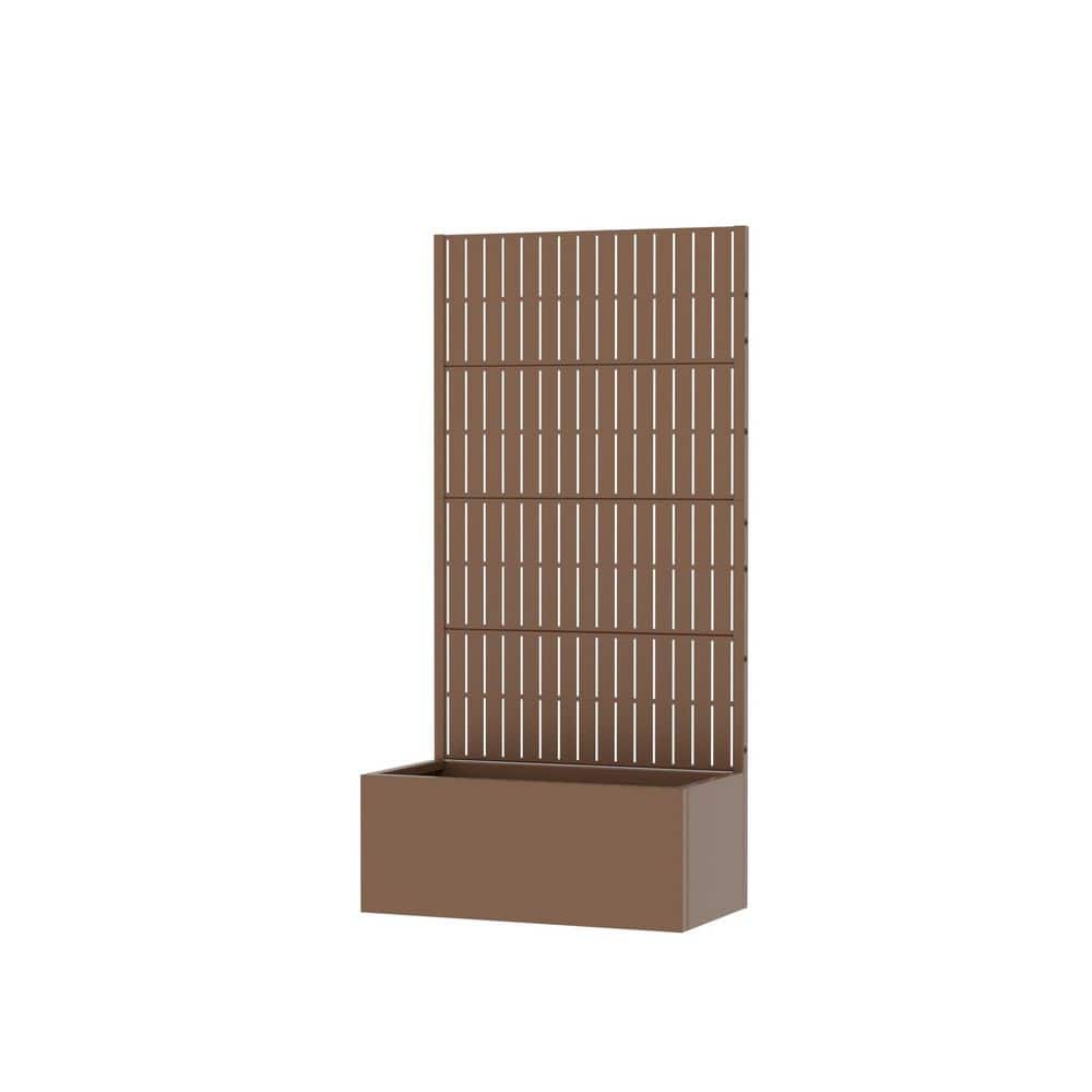 59 in. H x 29.5 in. W Metal Brown Rectangle Pots and Planter Raised Box with Trellis for Vine Climbing Plants price history on PriceWatchPro
