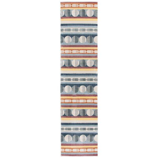 Orwell 2 ft. x 9 ft. Blue/Yellow Geometric Runner Rug