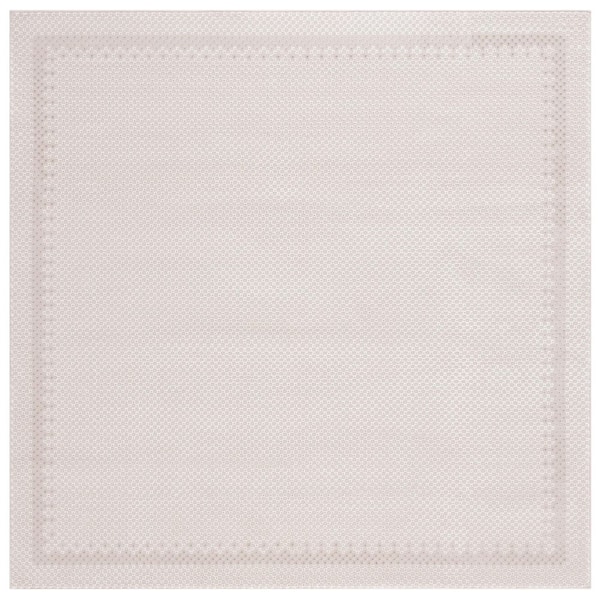 Continental 7 ft. x 7 ft. Ivory/Beige Border Latticework Square Area Rug