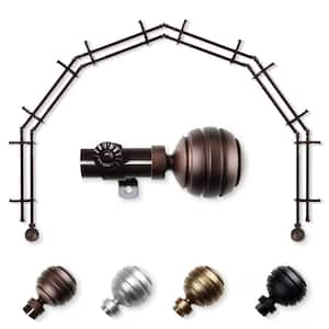13/16" Dia Adjustable 6-Sided Double Bay Window Curtain Rod 28 to 48" (each side) with Ysabel Finials in Cocoa