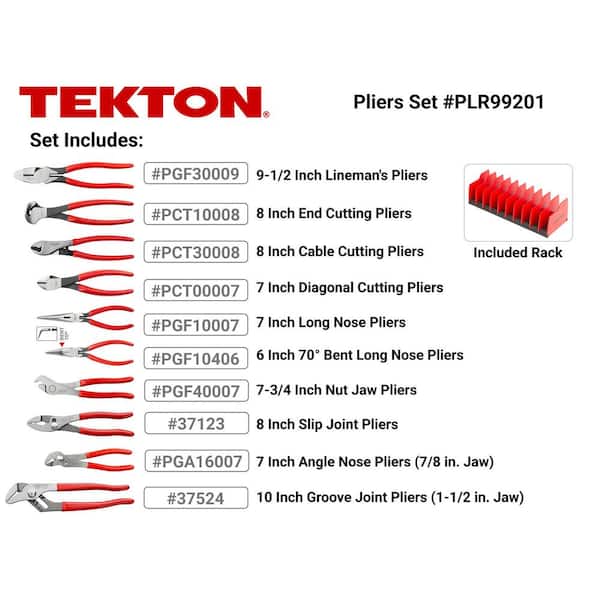 10-Piece Gripping and Cutting Pliers Set with Rack