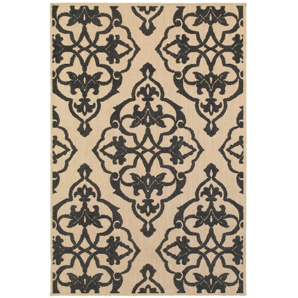 Home Decorators Collection Selene Black 7 ft. x 10 ft. Outdoor Patio Area Rug