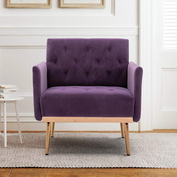 HOMEFUN Purple Morden Leisure Single Accent Chair with Rose Golden 
