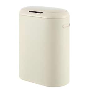 Robo Kitchen 13.2-Gal. Slim Oval Motion Sensor Touchless Trash Can with Touch Mode, Limestone Beige