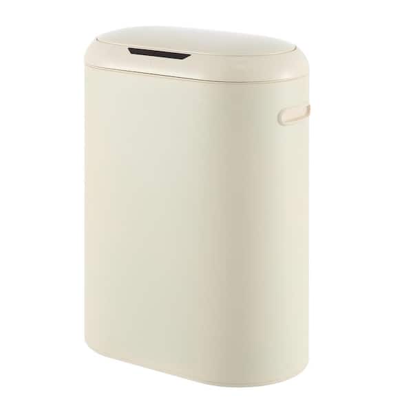 happimess Robo Kitchen 13.2-Gal. Slim Oval Motion Sensor Touchless Trash Can with Touch Mode, Limestone Beige