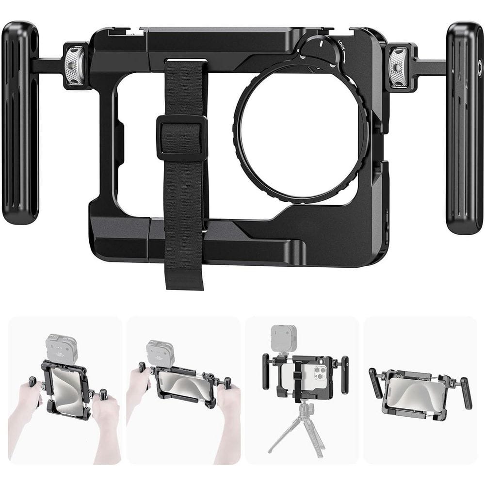 Universal Smartphone Video Rig with Handles 67mm Filter Adapter Cold Shoe Phone Cage Stabilizer for Video Recording price history on PriceWatchPro