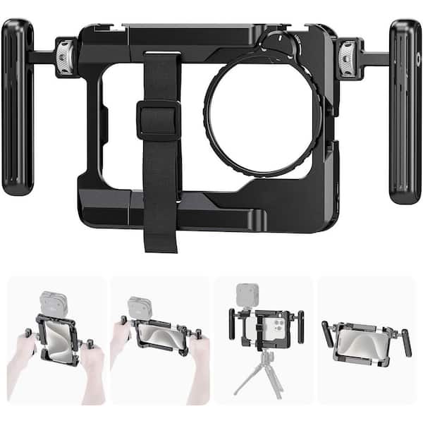 OBJLGEV Universal Smartphone Video Rig with Handles 67mm Filter Adapter Cold Shoe Phone Cage Stabilizer for Video Recording