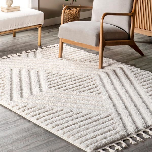 nuLOOM Risette Geometric Shag Tassel Beige 2 ft. 8 in. x 8 nuLOOM Risette Geometric Shag Tassel Beige 2 ft. 8 in. x 8