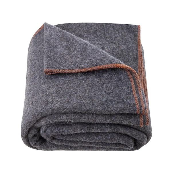 VEVOR Wool Camping Blanket Large Full Warm Stadium Blanket Flame Retardant Great 64 in. x 88 in. (80% Wool) Light Grey