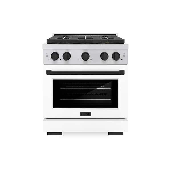 Autograph 30 in 4.2 cu. ft. Dual Fuel Range with 4-Burner Cooktop and Oven in Stainless with White Matte and Matte Black