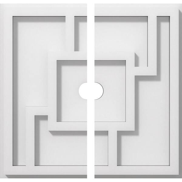 Ekena Millwork 1 in. P X 3-1/2 in. C X 10 in. OD X 1 in. ID Knox Architectural Grade PVC Contemporary Ceiling Medallion, Two Piece