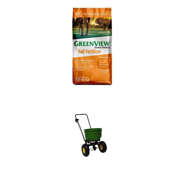 Fairway Formula Fall Lawn Fertilizer (22.5 lbs) and 50 lbs Push Broadcast Spreader Combo