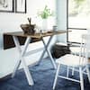 Nathan James Kalos Solid Wood Drop Leaf Folding Kitchen Dining or Console Table Rustic Oak Top ...