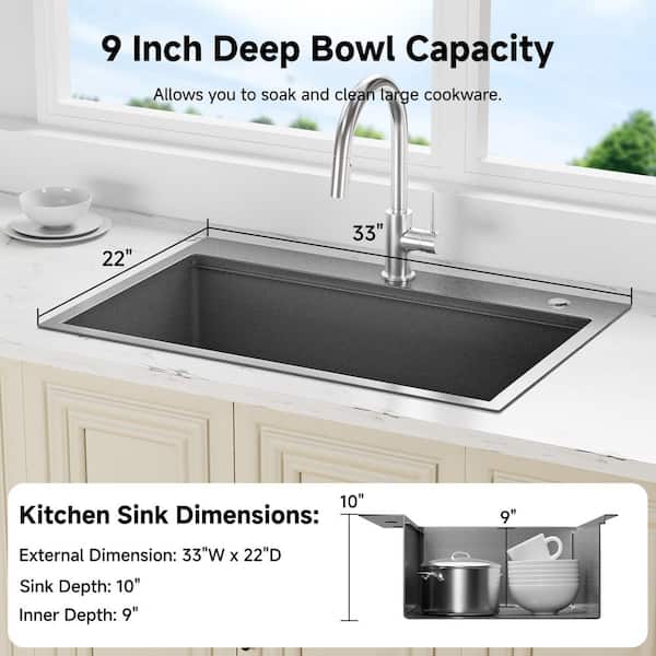 Ruvati Gravena 10 In. Undermount Single Bowl 16-Gauge Stainless Steel Bar Prep Kitchen Sink With Rounded Corners RVH7010 - The Home Depot - View #2