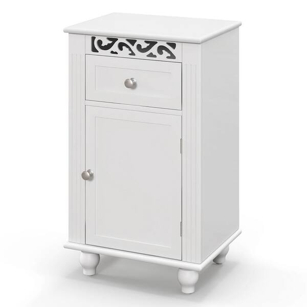 Costway 16 in. W x 12 in. D x 29 in. H White Bathroom Linen Cabinet Storage Organizer with 1 Drawer and Adjustable Shelf