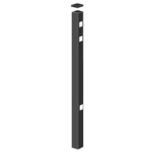 Natural Reflections/Brilliance 2 in. x 2 in. x 5-7/8 ft. Black Standard-Duty Aluminum Fence End Post