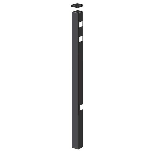 Barrette Outdoor Living 2-1/2 in. x 2-1/2 in. x 7-1/3 ft. Black Aluminum Fence End Post