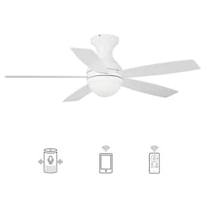 Fannin 52 in. Dimmable LED Indoor/Outdoor White Smart Ceiling Fan with Light and Remote, Works with Alexa/Google Home