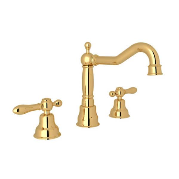Arcana 8 in. Widespread Double Handle Bathroom Faucet in Italian Brass