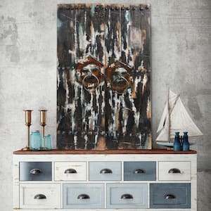 47 in. x 30 in. "Antique Wooden Doors 2" Mixed Media Iron Hand Painted Dimensional Wall Art